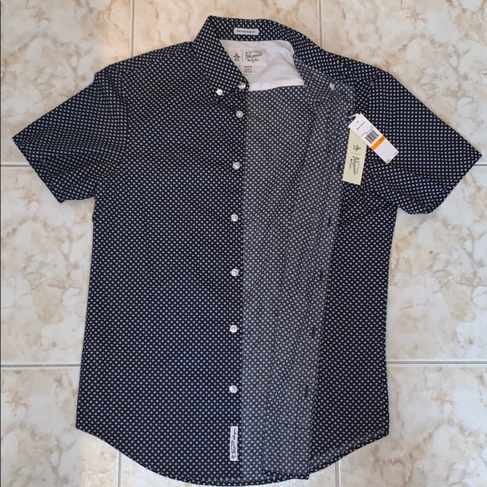 Penguin Slim Fit Short Sleeve Collar Shirt Size S